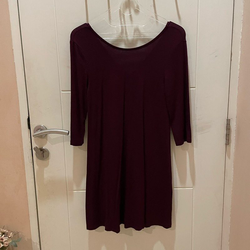 maroon dress from pull & bear