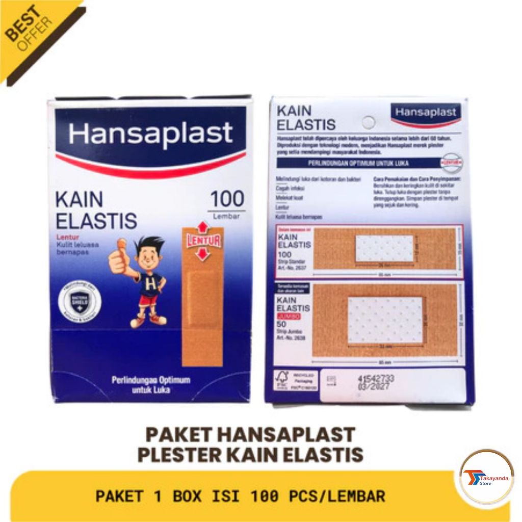 PAKET 1 BOX HANSAPLAST PLESTER KAIN ELASTIS (100 PCS)