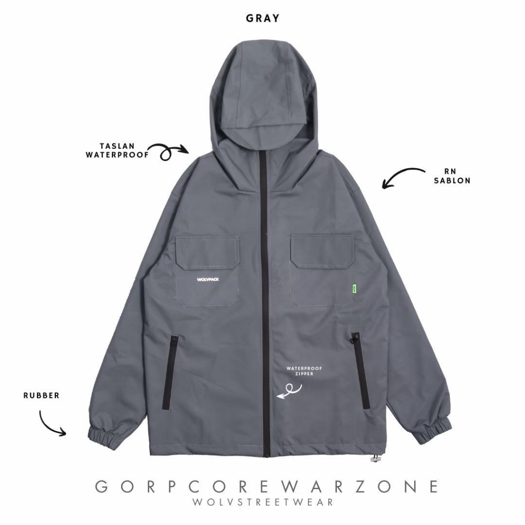 WOLV - Jaket Parasut Gorpcore Waterproof