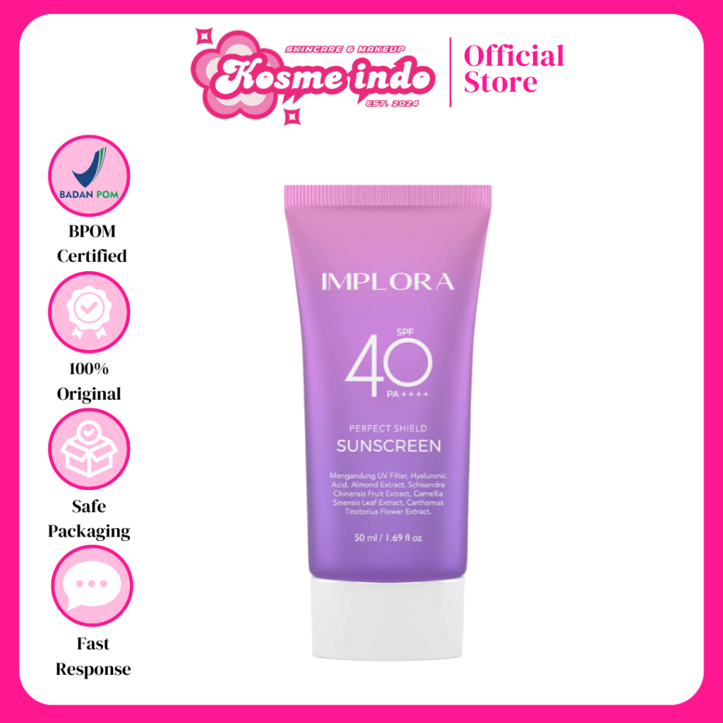 IMPLORA PERFECT SHIELD SUNSCREEN SPF 40 PA+++ 50ML | SUSNCREEN IMPLORA | TABIR SURYA