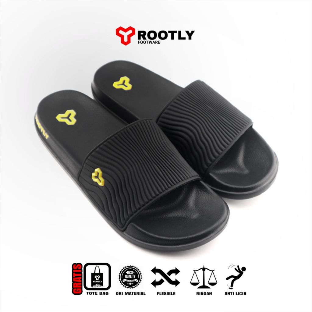 Rootly - Sandal Tpr Pria Slipper Draw Yellow