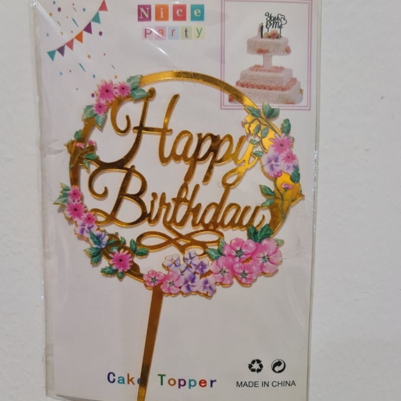 Topper Happy Birthday Bunga