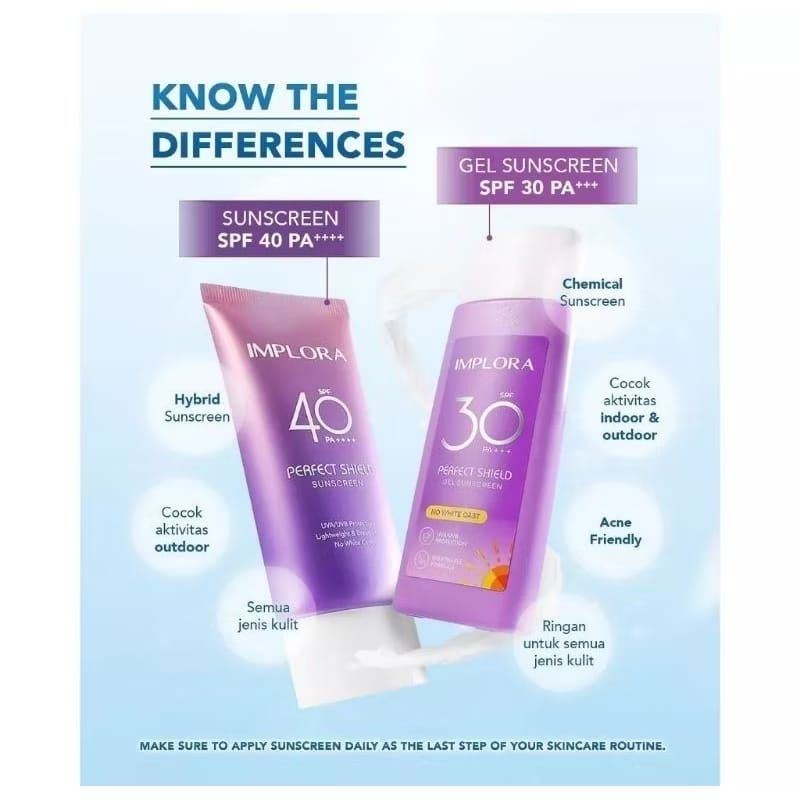 IMPLORA PERFEC SHIELD SUNSCREEN SPF 40 PA ++++ 50ml & SPF 30 PA +++