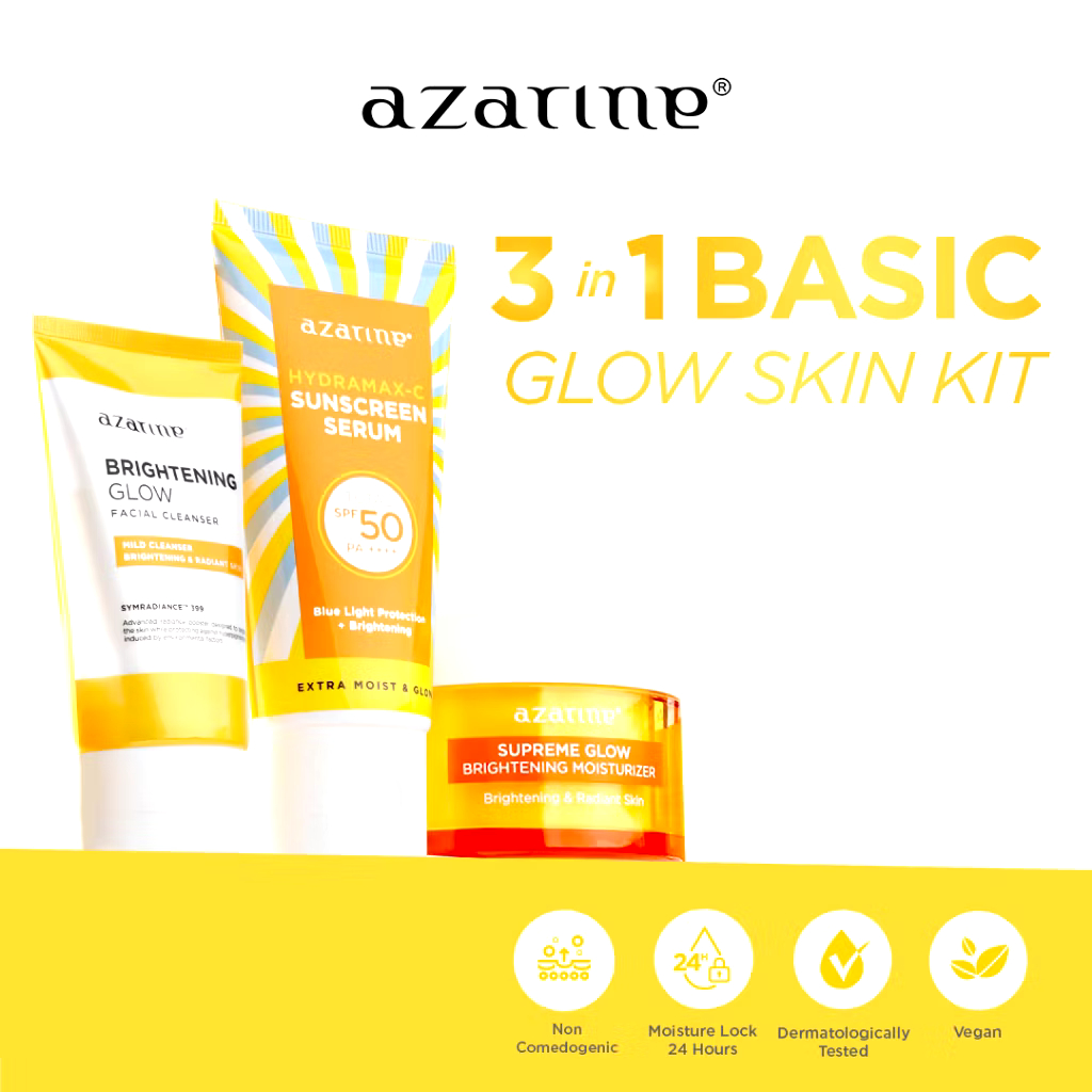 Azarine Basic Glow Skin Kit (3 pcs)Paket Basic Skincare Mencerahkan