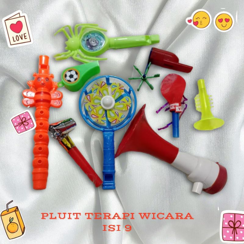 Mainan Pluit Terapi Bicara Paket 9Pcs
