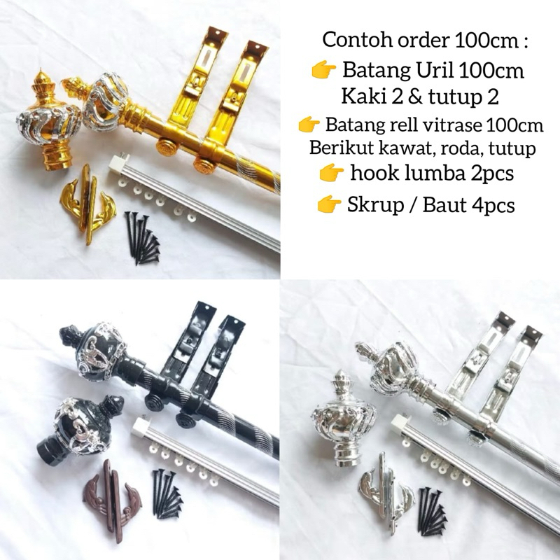 PAKET Batang Gorden + Rell Vitrase + Hook Pullset