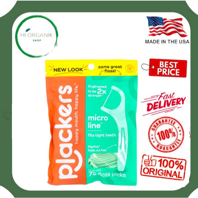 Plackers Micro Line Floss Picks Fresh Mint 75 Count