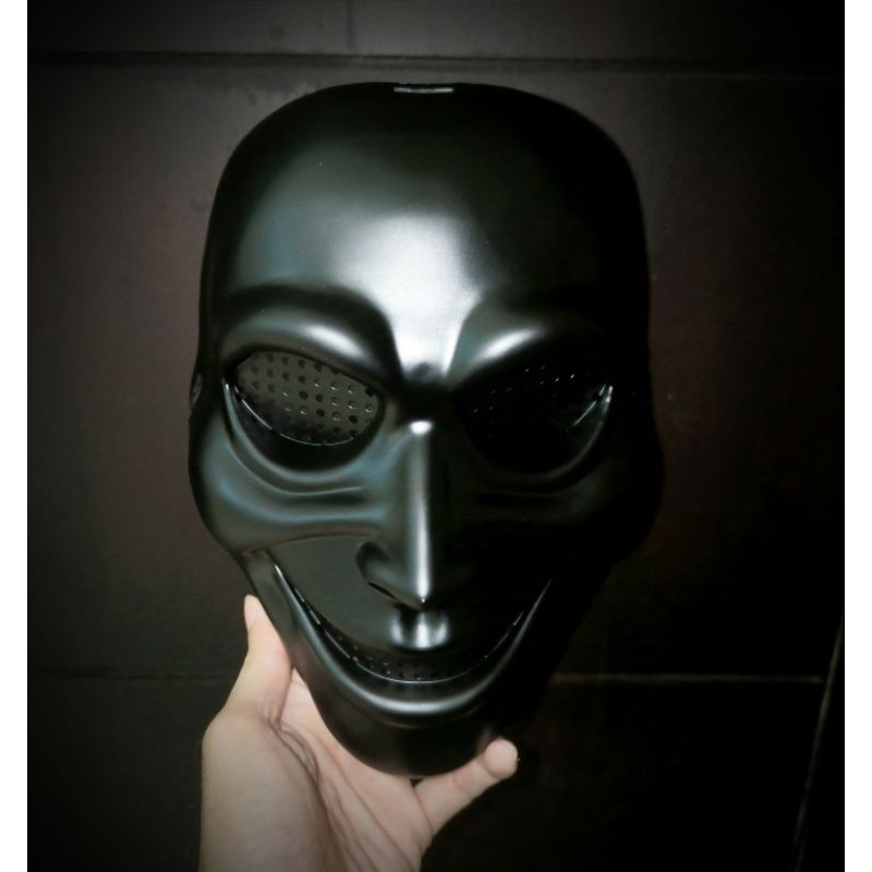 Topeng Cosplay Halloween Hitam ABS Solid
