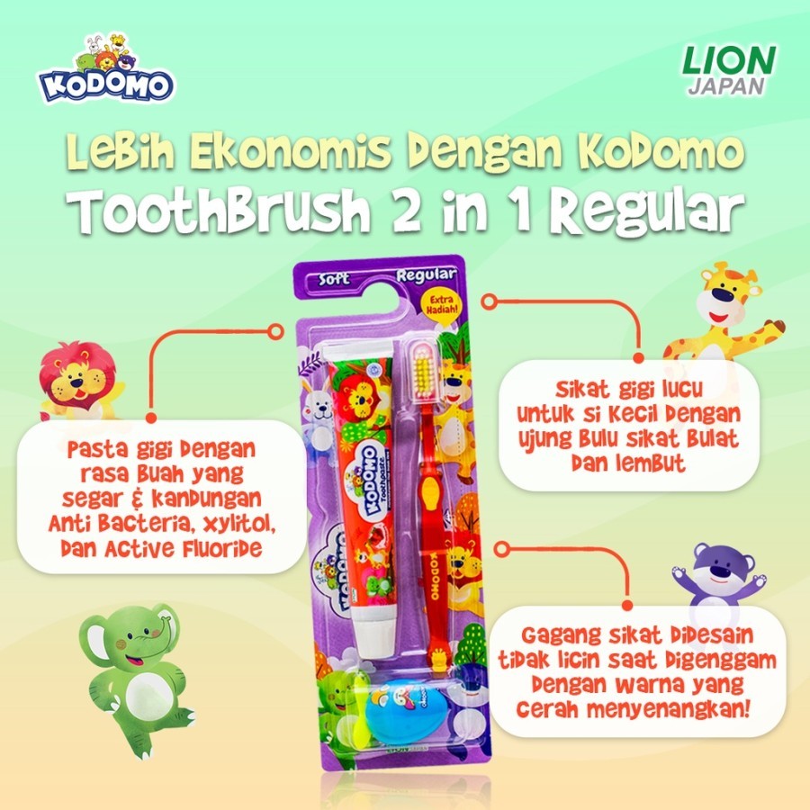 Kodomo Toothbrush Zig-Zag l Reguler 2in1 (Random)