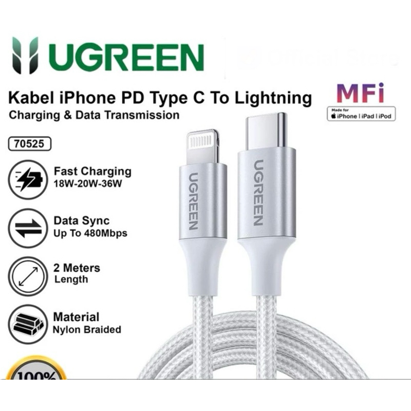 UGREEN Kabel iPhone PD Type C To Lightning