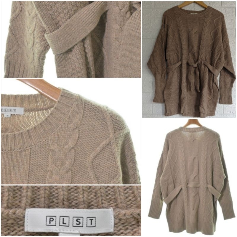 sweater rajut maple brown long