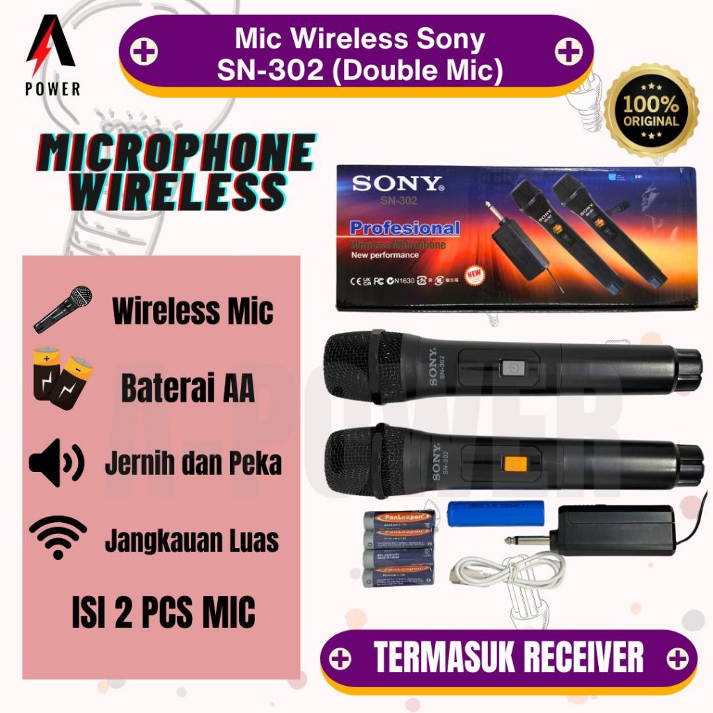 Mic Wireless Sony SN-302 (Double Mic)