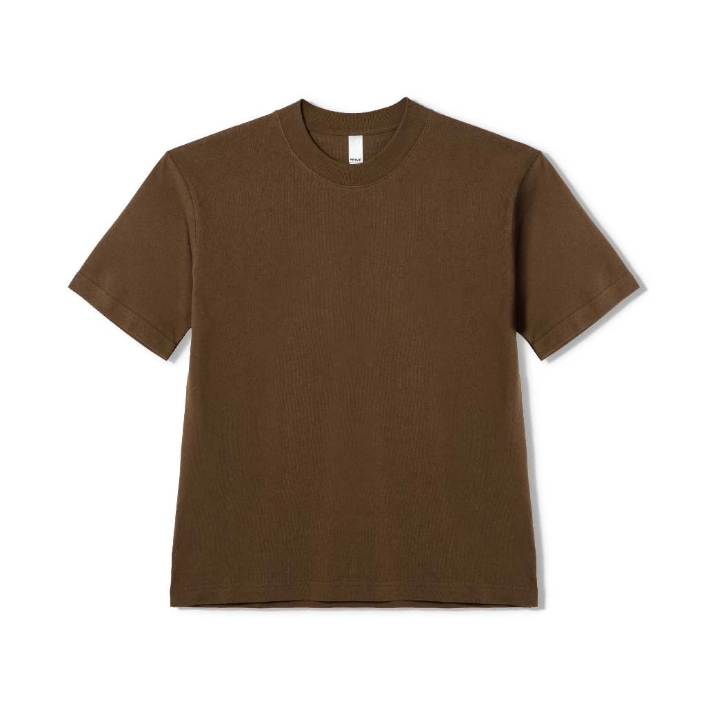 Prime Apparel - Boxy Mockneck Tshirt - Dark Brown