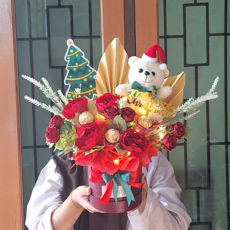 Buket Bunga Boneka Bloombox Natal Series