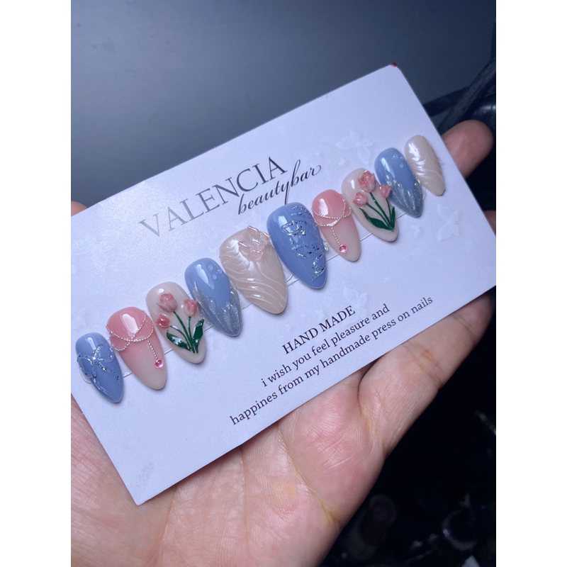 press on nails flower 3d