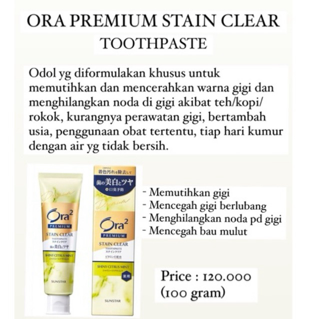 ORA PREMIUM STAIN CLEAR TOOTHPASTE
