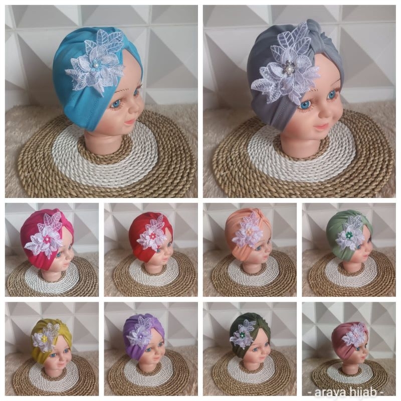 turban bunga renda