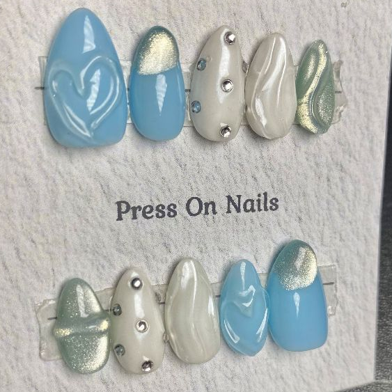 Pixie Dust Heart Nail 3D Press on Nails