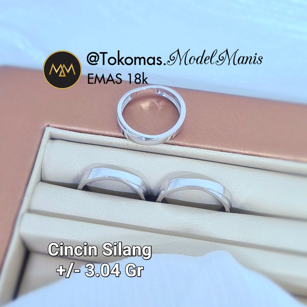 Cincin Silang Polos Solid Putih 755 kadar 18k