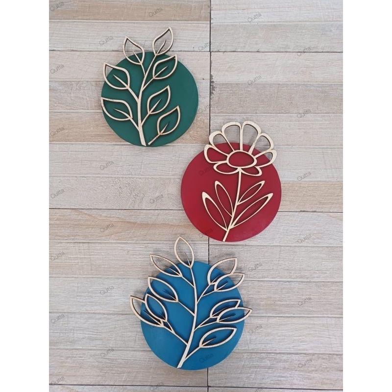 Hiasan dinding aesthetic bunga 3pcs