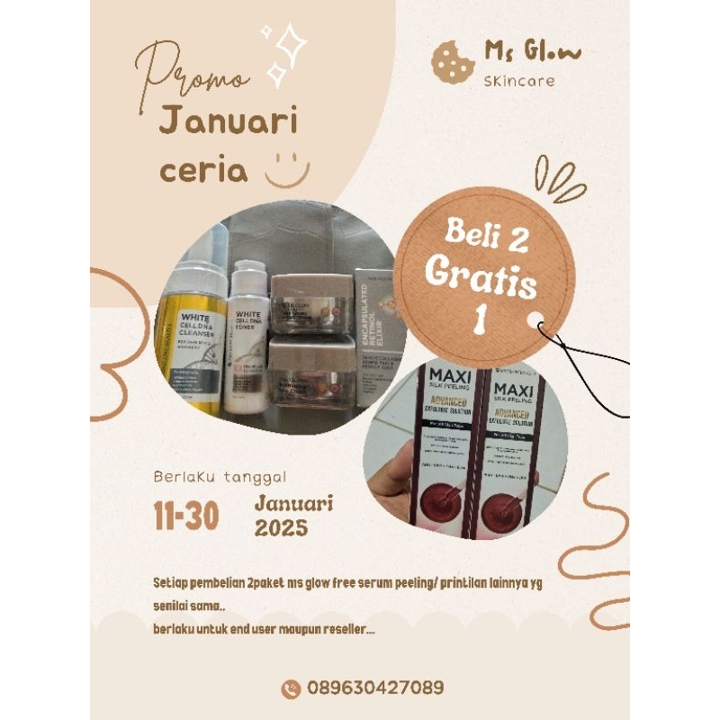 Beli 2 paket gratis 1 serum Ms Glow