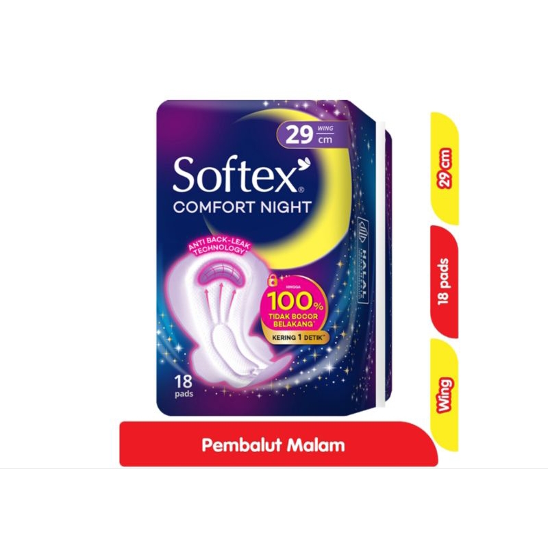 pembalut wanita softex night 29cm 18 pcs