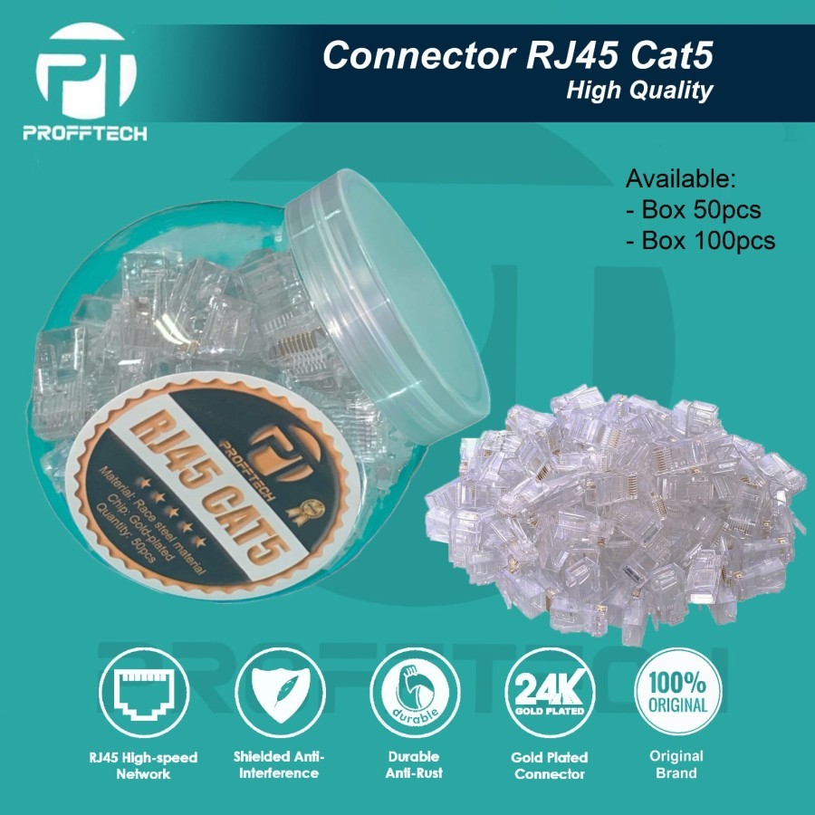 Rj 45, Konektor cat5 (ProffTech). Premium Quality. ORIGINAL.