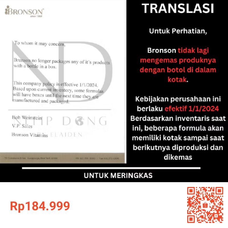 100% PRODUK ORIGINAL BRONSON!