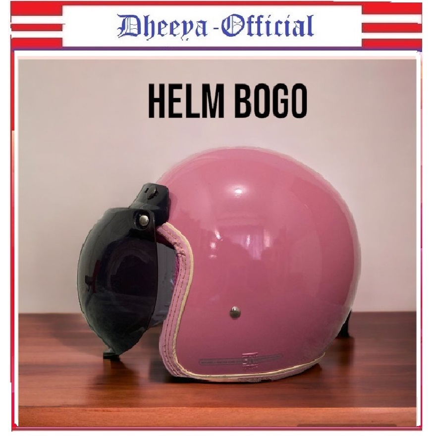 Helm Bogo Dewasa jm pull leher set kaca datar/ cembung