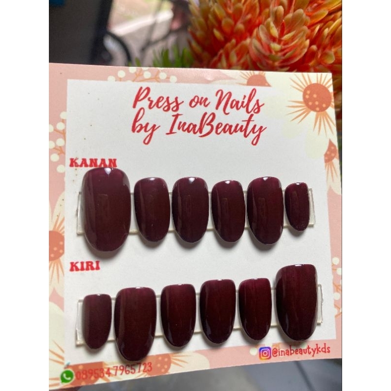 press on nails maroon polos