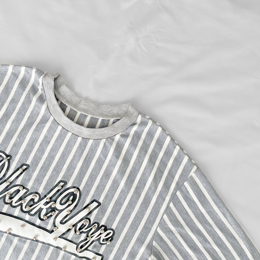grey white stipes t-shirt