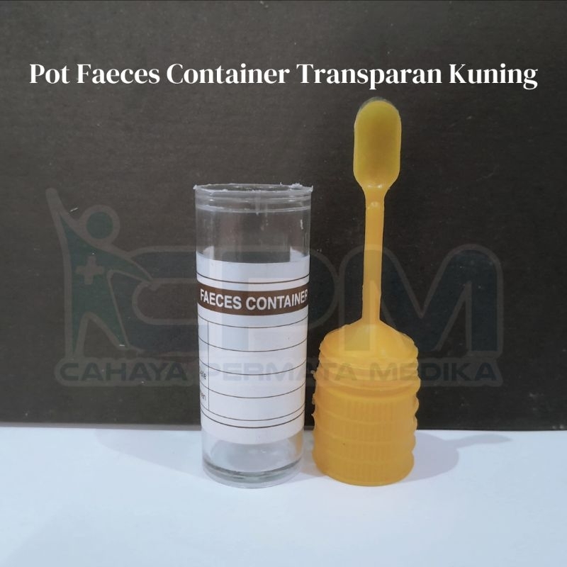 Faeces Container Transparan Tutup Kuning 30 ml