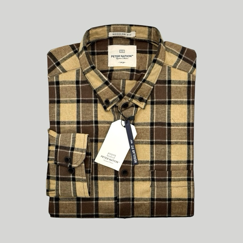 Peternation kemeja flanel wool basic panjang regular fit
