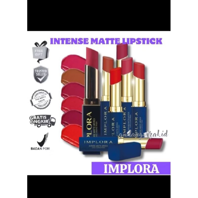 implora intense matte lipstick/lipstik intense implora original long lasting finish