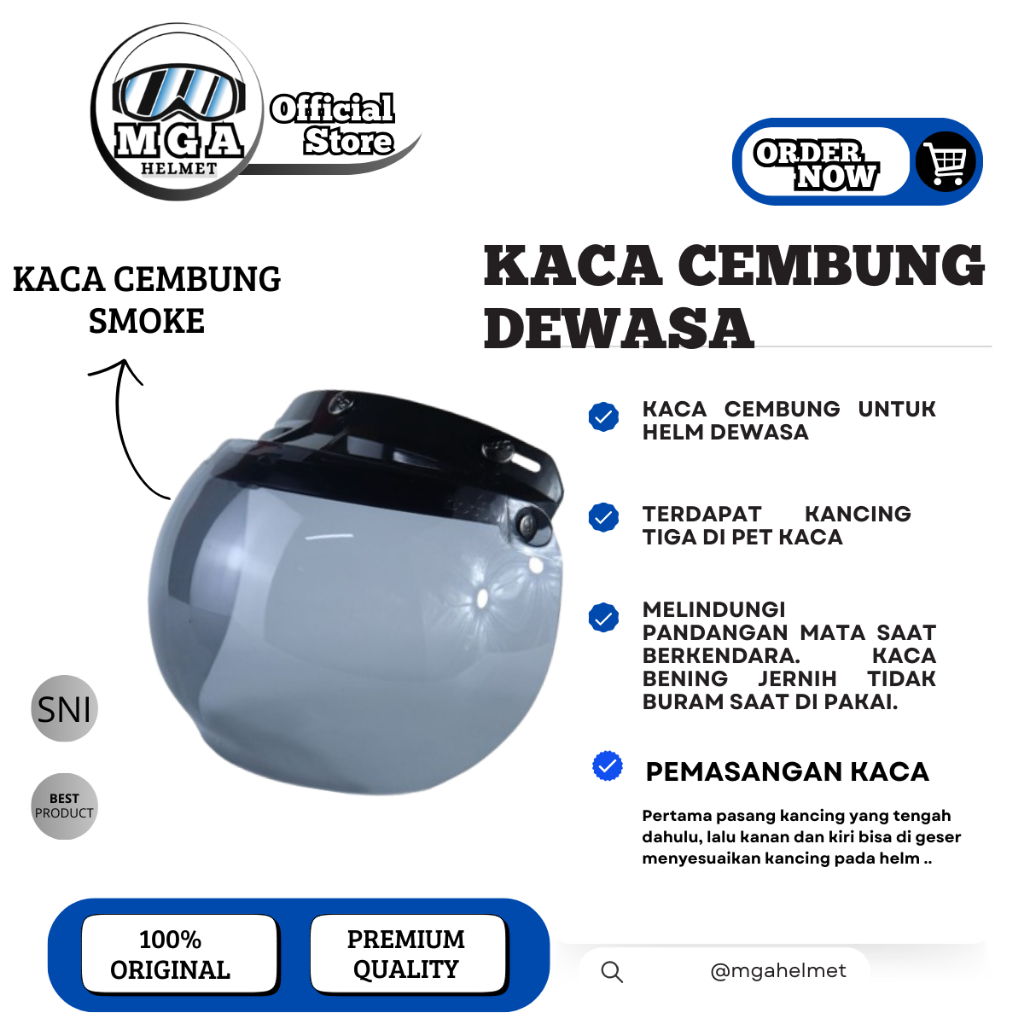 KACA CEMBUNG SMOKE HELM DEWASA