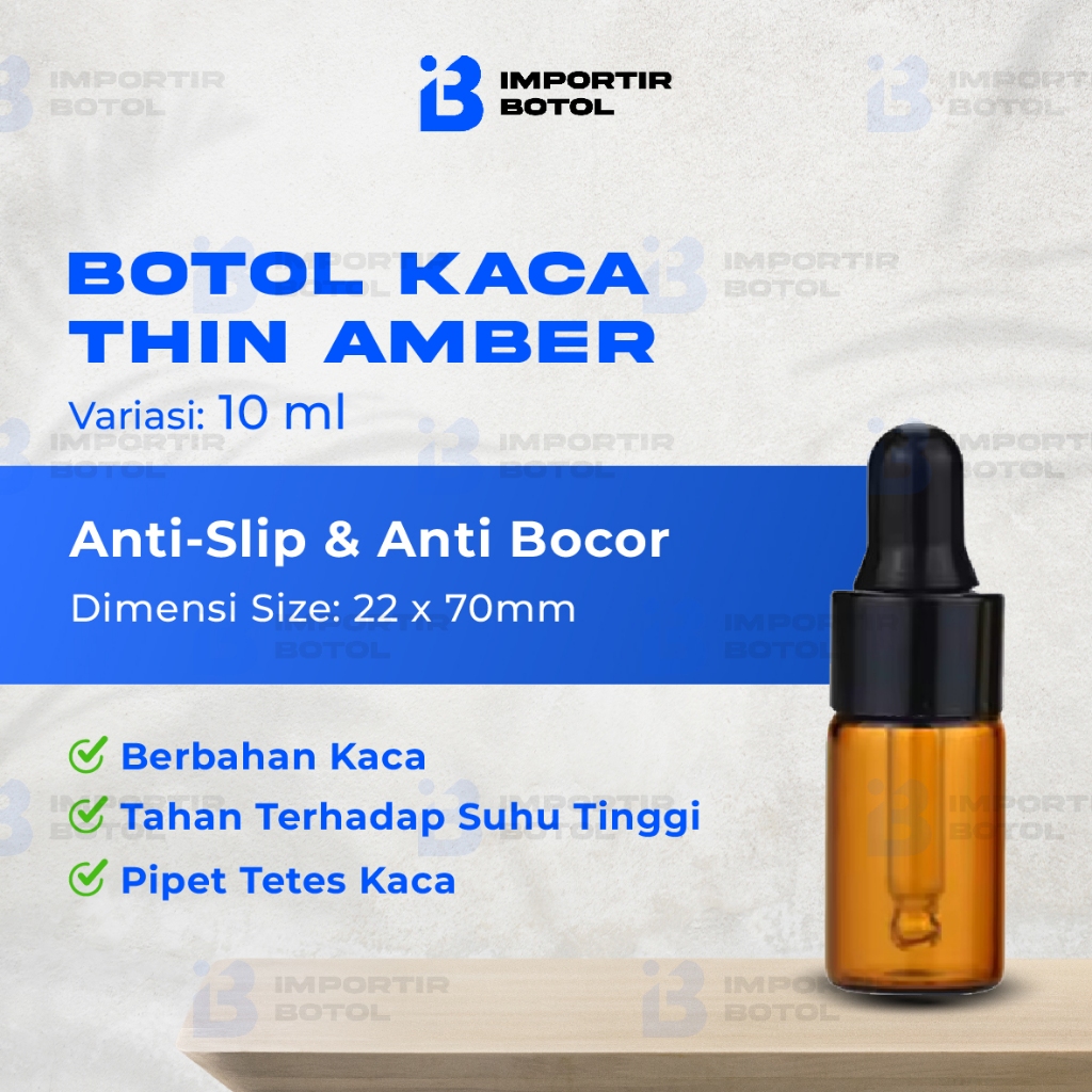 IMPORTIR BOTOL Botol Pipet Kaca Thin Amber 10ml