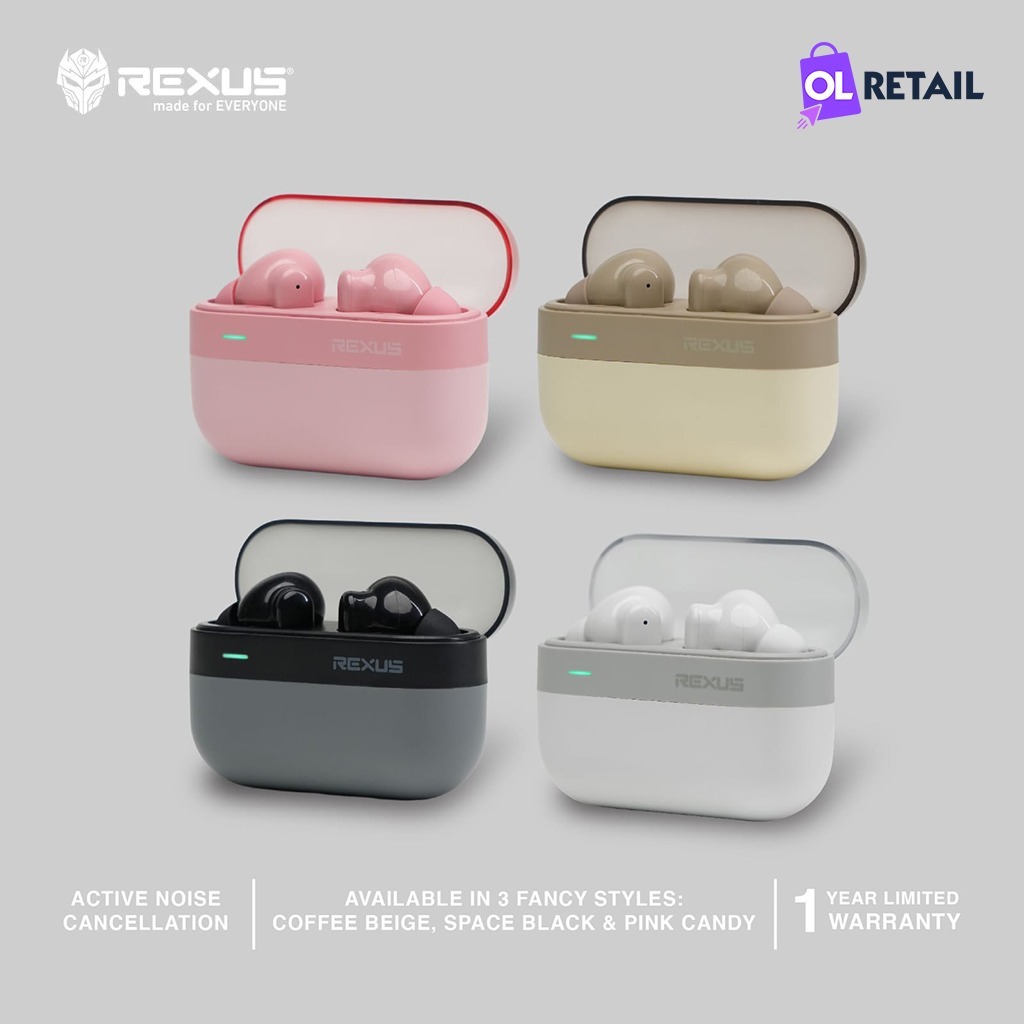 Earphone Bluetooth Rexus FX6 ANC + Touch Control TWS