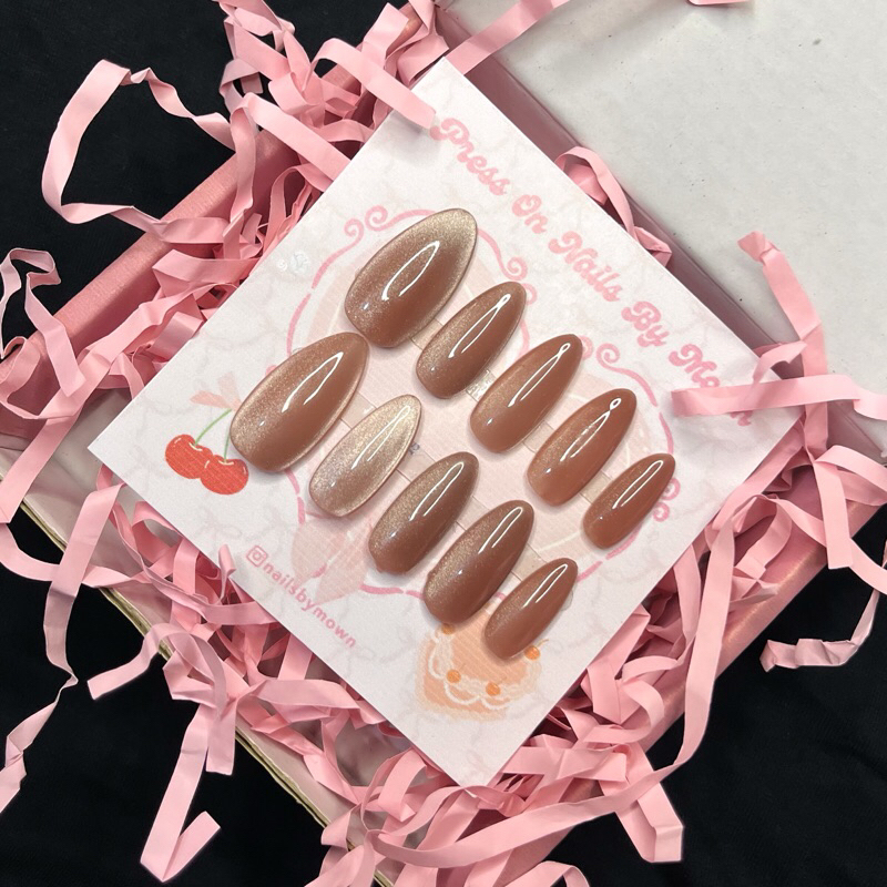 Press On Nails Cat Eye Brown