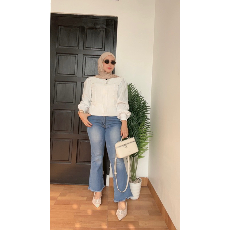 blouse import/full kancing/cantik/elegan/manis