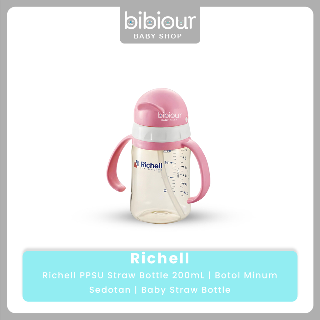 Richell PPSU Straw Bottle 200ml 260ml 320ml | Botol Bayi