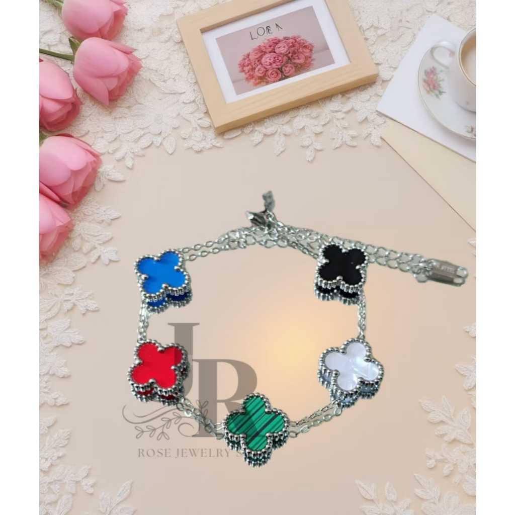 Gelang Clover Titanium Silver 15mm