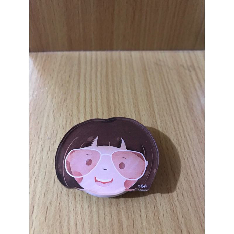 popsocket griptok lucu kacamata pink