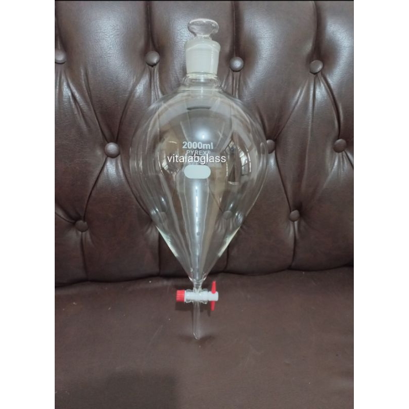corong pisah/separating funnel 2000 ml pyrex kran teflon