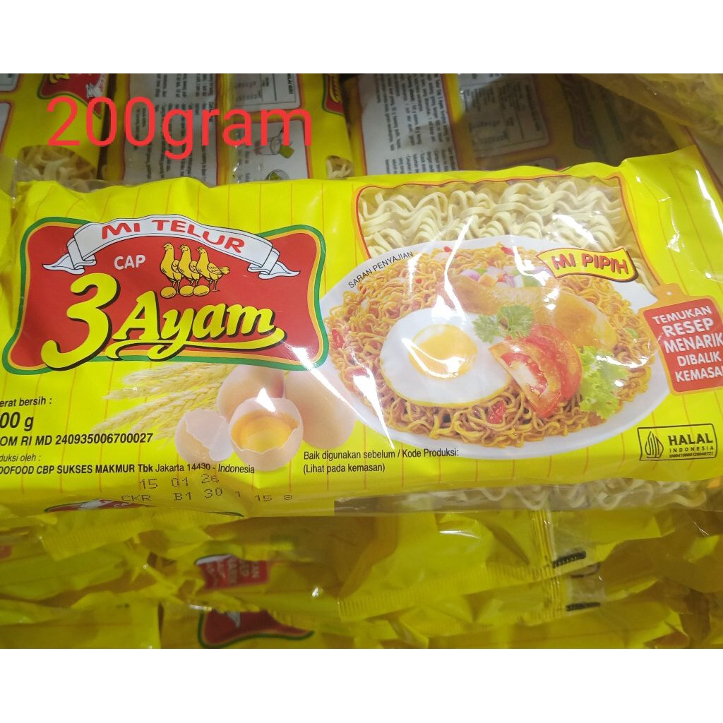 Mie Telur Cap 3 Ayam (200gr)