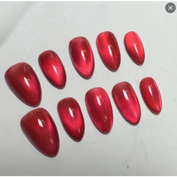 Pixie Candy -  Press On Nails  Cat Eye Red Wine Premium Handmade | Set Kuku Palsu Pixie Candy  Nails