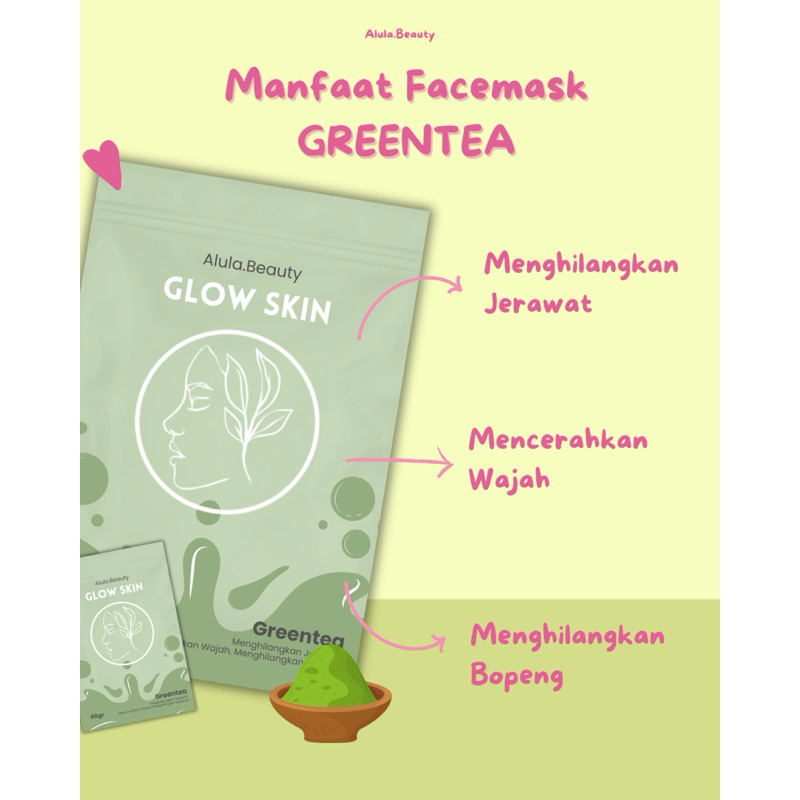 FACEMASK GLOW SKIN GREENTEA UK 65gr
