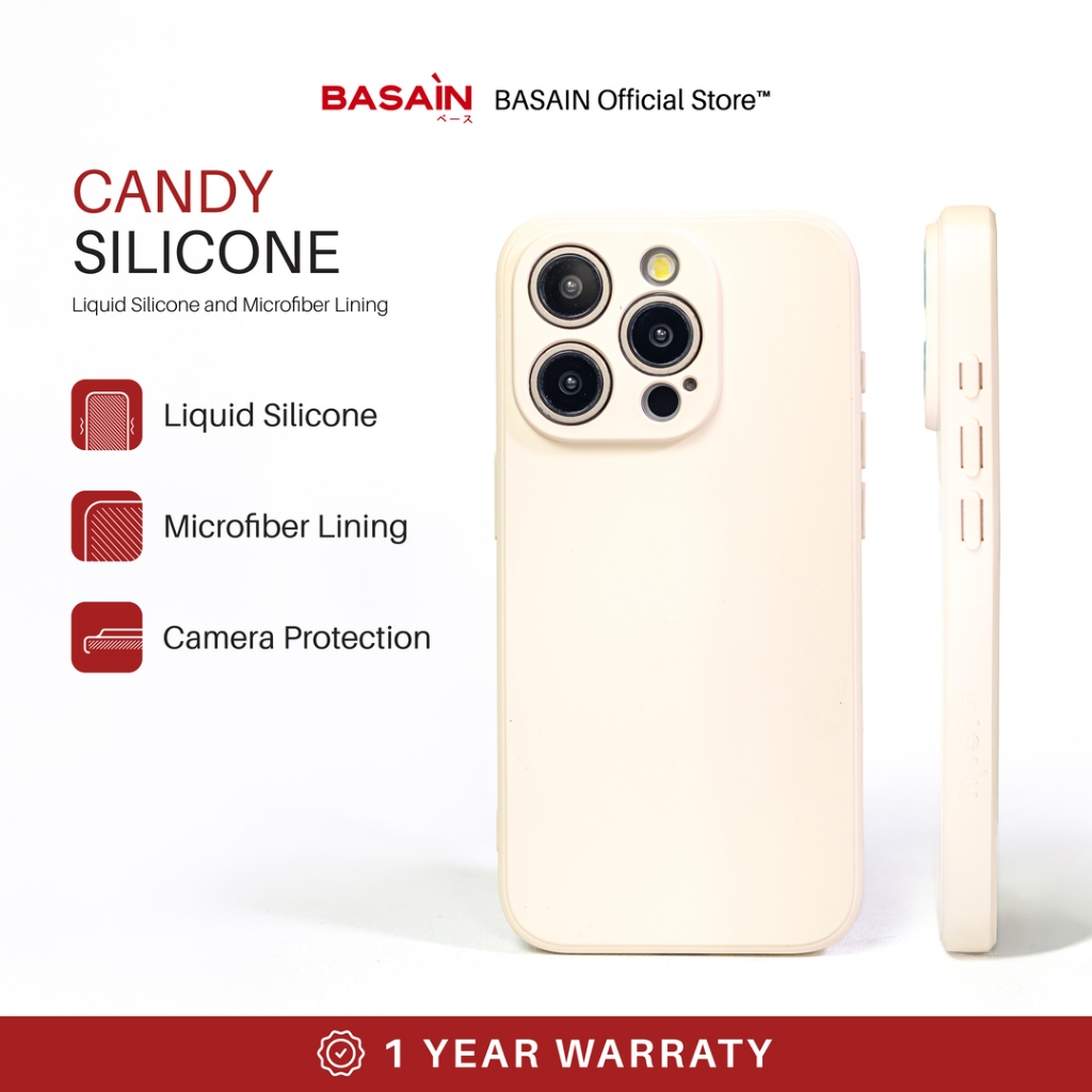 BASAIN Casing iPhone 13/Mini/Pro/Max Candy Silicone Case- Broken White