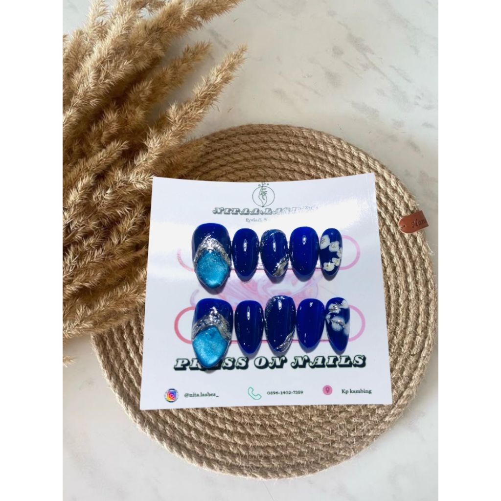 Press On Blue Cat eye
