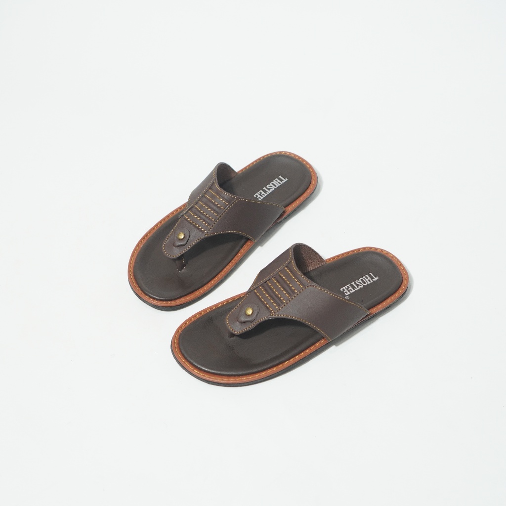 Sandal Kulit Pria Leather Flip Flops