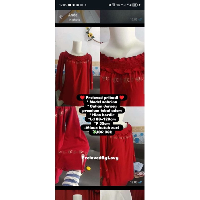 atasan Sabrina preloved